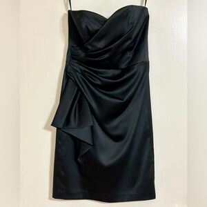 White House Black Market Black Satin Strapless Dress